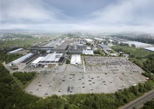 Blick auf das Kasseler Werk mit dem Stern. Es handelt sich um die größte europäische Produktionsstätte für Nutzfahrzeugachsen im Daimler-Konzern. Dort entstehen komplette Systemlösungen für Nutzfahrzeugtypen wie Transporter, Lkw, Omnibusse und Schwertransporter. Blick auf das Kasseler Werk mit dem Stern. Es handelt sich um die größte europäische Produktionsstätte für Nutzfahrzeugachsen im Daimler-Konzern. Dort entstehen komplette Systemlösungen für Nutzfahrzeugtypen wie Transporter, Lkw, Omnibusse und Schwertransporter.