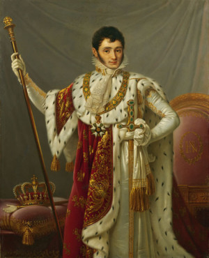 „Jerome im Krönungsornat“, Francois Josèphe Kinson zugeschrieben. Der große Bruder Napoleon fand gar nicht toll, dass Jerome sich hier in kaiserlichem Purpur abbilden ließ. Jerome weigerte sich, die befohlene Änderung in königliches Blau vornehmen zu lassen. Foto: museumslandschaft hessen kassel