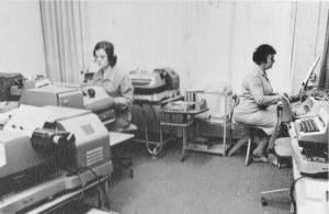 Automatenschreibbüro in den 50er Jahren. Foto. nh